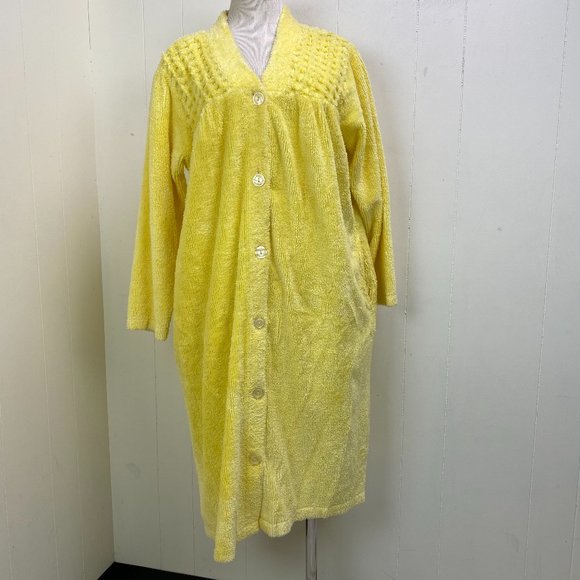 Intimate Appeal Yellow Chenille Button Front Robe - Picture 1 of 9